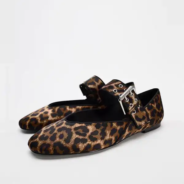 รองเท้าส้นแบนรุ่นซาลูมิเนียมสายคล้องคอแมรี่เจนบัลเล่ต์