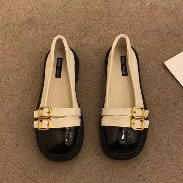 รองเท้าหนังแมรี่เจน หัวกลม พื้นหนา เข้ากับทุกการแต่งกาย