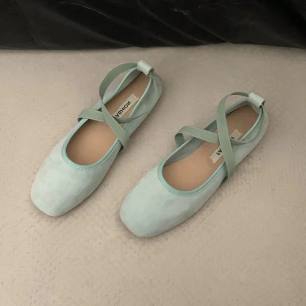 รองเท้าแมรี่เจน วัสดุหนังกลับ สไตล์บัลเล่ต์ สวมใส่สบาย