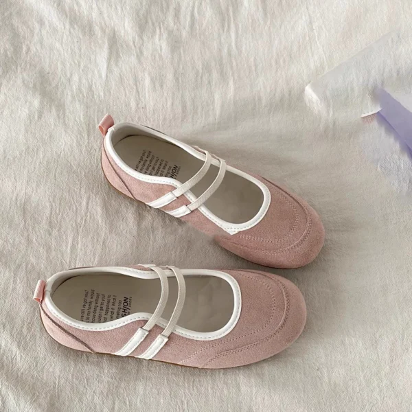 รองเท้าแมรี่เจนผู้หญิง รองเท้าส้นแบนสไตล์เรโทรสำหรับผู้หญิง